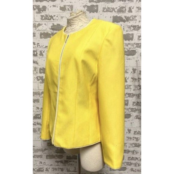 John Meyer Collection Vibrant Yellow Zip Front Blazer Sz‎ 14 - Picture 2 of 6